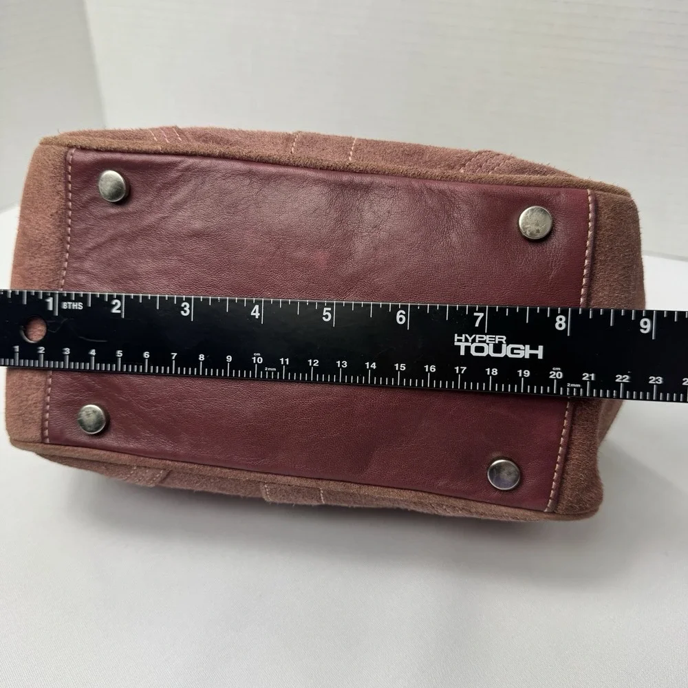Vintage Coach 8A25 Suede Soho Mini Doctor Bag/Framed Kisslock Purse Oxblood Rare - Picture 15 of 16